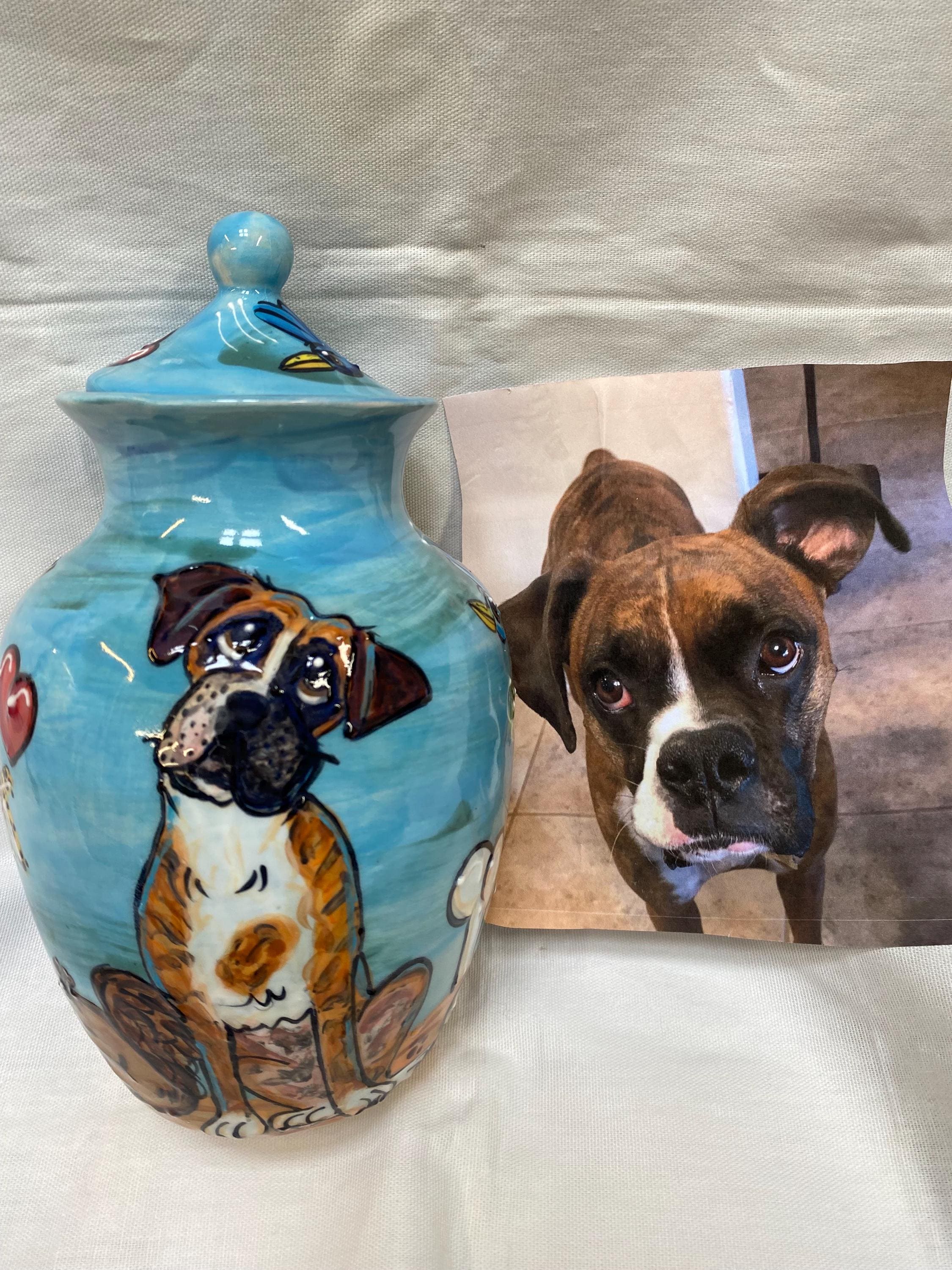Custom Pet Memorial Urn/ Personalized/ Made to Order/ Large Pet Urn/ Handmade Ceramic Urn for Ashes/ Cremation Urn/ Boxer dog