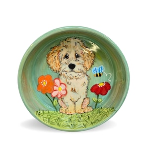 Mini Doodle Personalized Ceramic Pottery Bowl, Food Safe, Custom Options, New Dog Gifts, Pet Walker Gifts, Realtor Gifts, Pet Adoption Gift