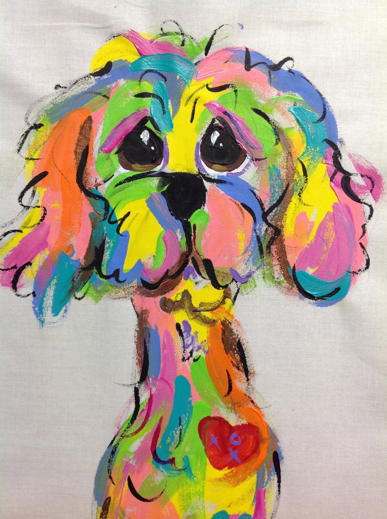 20x20 Whimsical Dog Painting / Dog Wall Art / Maltese / Ready | Etsy