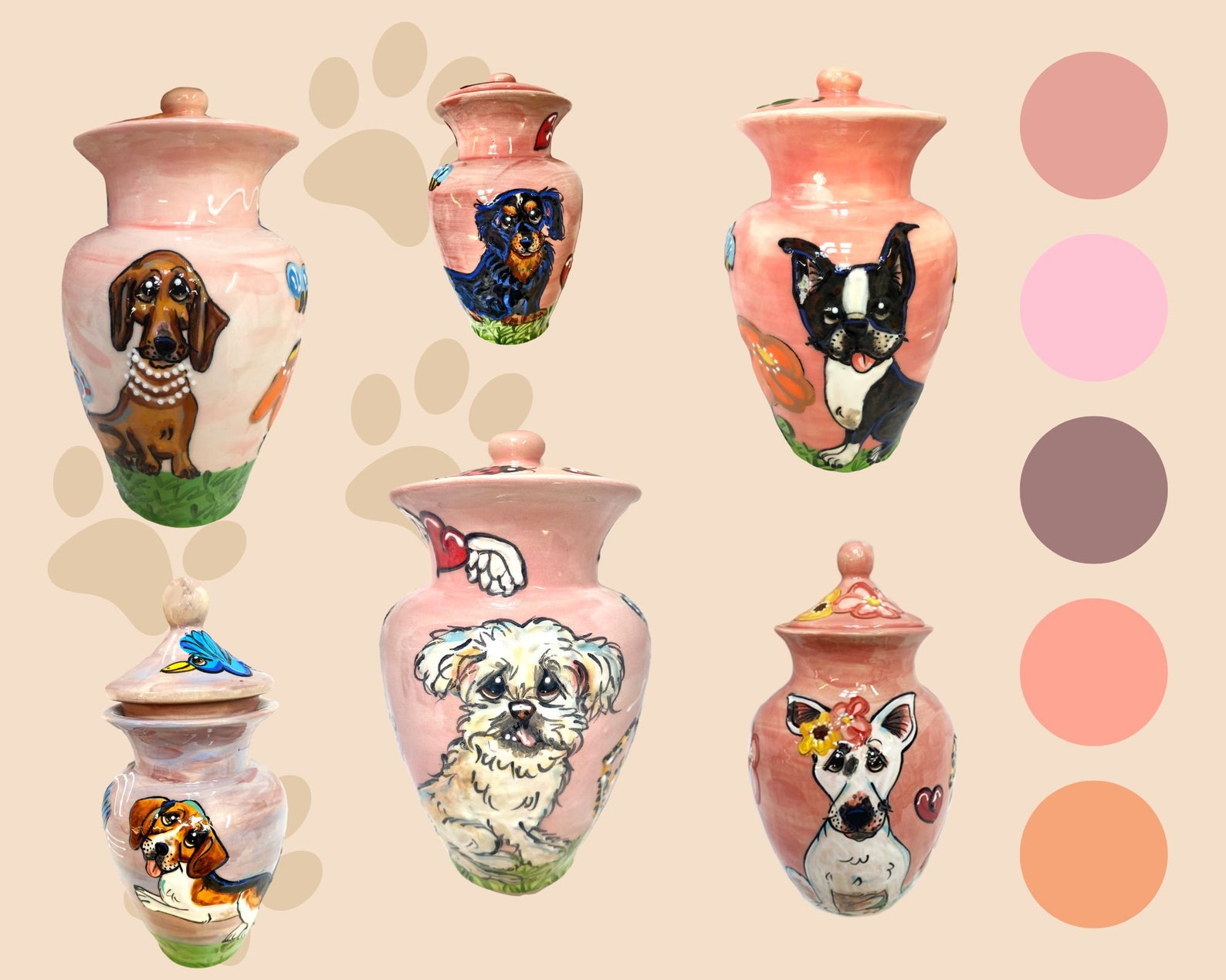 Dog Memorial Vase / Custom Hand Painted / Pet Urn / Loss of Etsy