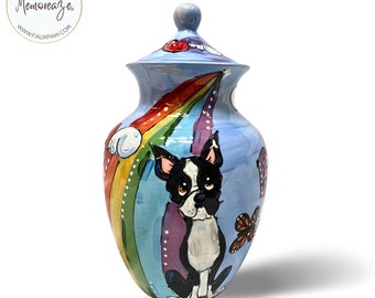 Hand-Painted Custom Pet Portrait Ceramic Urn for Medium Dogs - Unique, One-of-a-Kind Memorial Keepsake