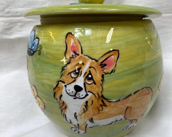 Corgi custom treat jar/custom treat jars by Faux Paw Productions
