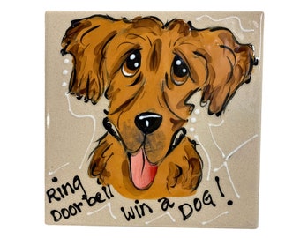 Golden Retriever Tile / Ceramic - Personalized Hand-Painted Pet Portrait Tile - Customizable to Any Dog Breed - 6x6 inch Ceramic Art