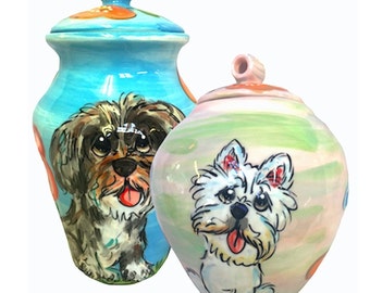 PET URN Ceramic, Pet Ashes Keepsake, customized with your special pet and personalized with your fond memories