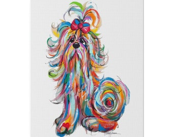 Paddy Tickles In The Knick of Time Dog Painting Giclee Matte Canvas, Stretched, 0.75" by Debby Carman