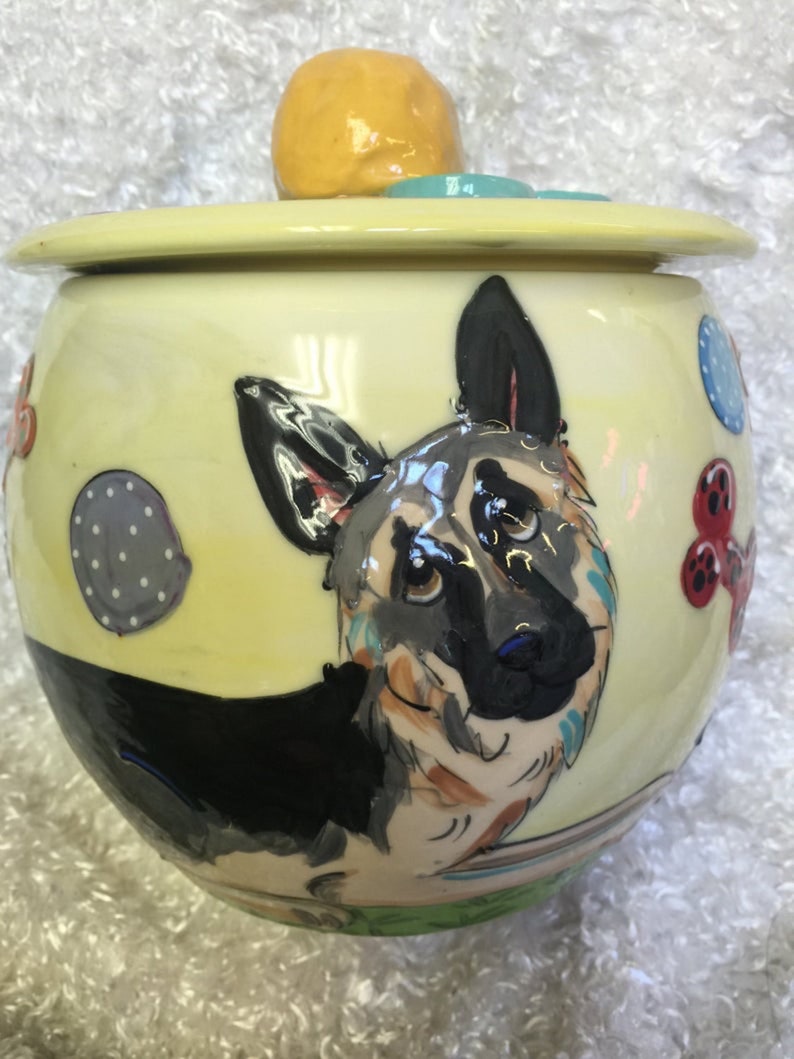 Dog Cookie Jar / German Shepherd Treat Jar / Hand Painted Etsy