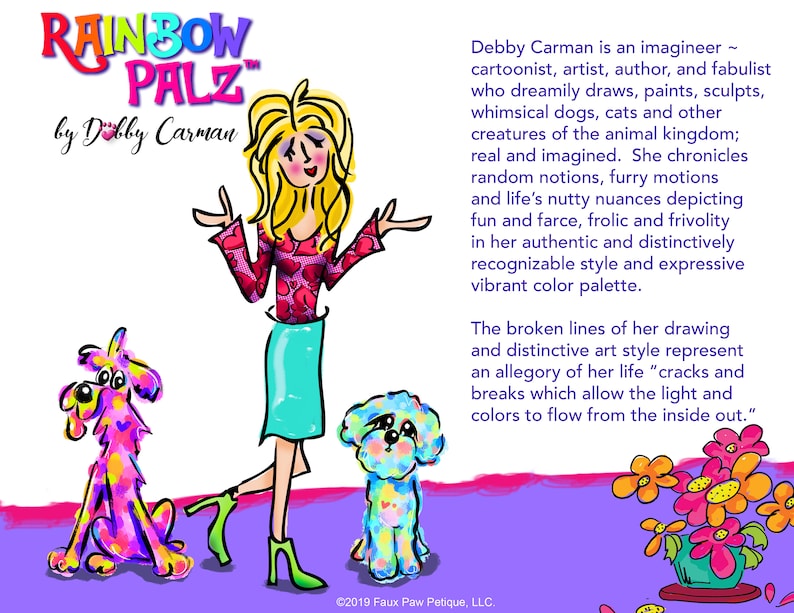 Debby Carman Pet Lover Gift Colorful Dog Platter Hand Painted Custom Ceramic Pasta Bowl  Salad Serving Presentation Platter