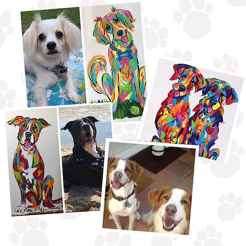 Debby Carman Pet Lover Gift Colorful Dog Platter Hand Painted Custom Ceramic Pasta Bowl Salad Serving Presentation Platter