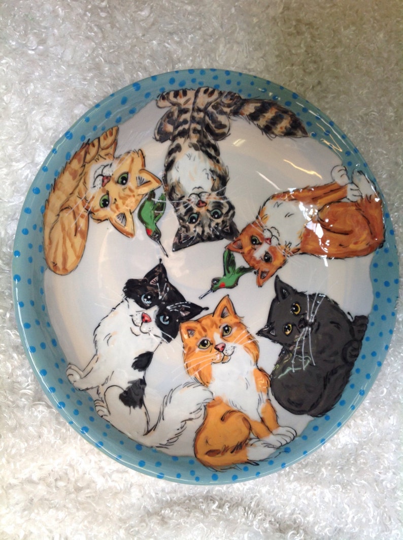 Hand Painted Cat / Pasta platter / Ceramic Pasta Bowl / Custom Etsy