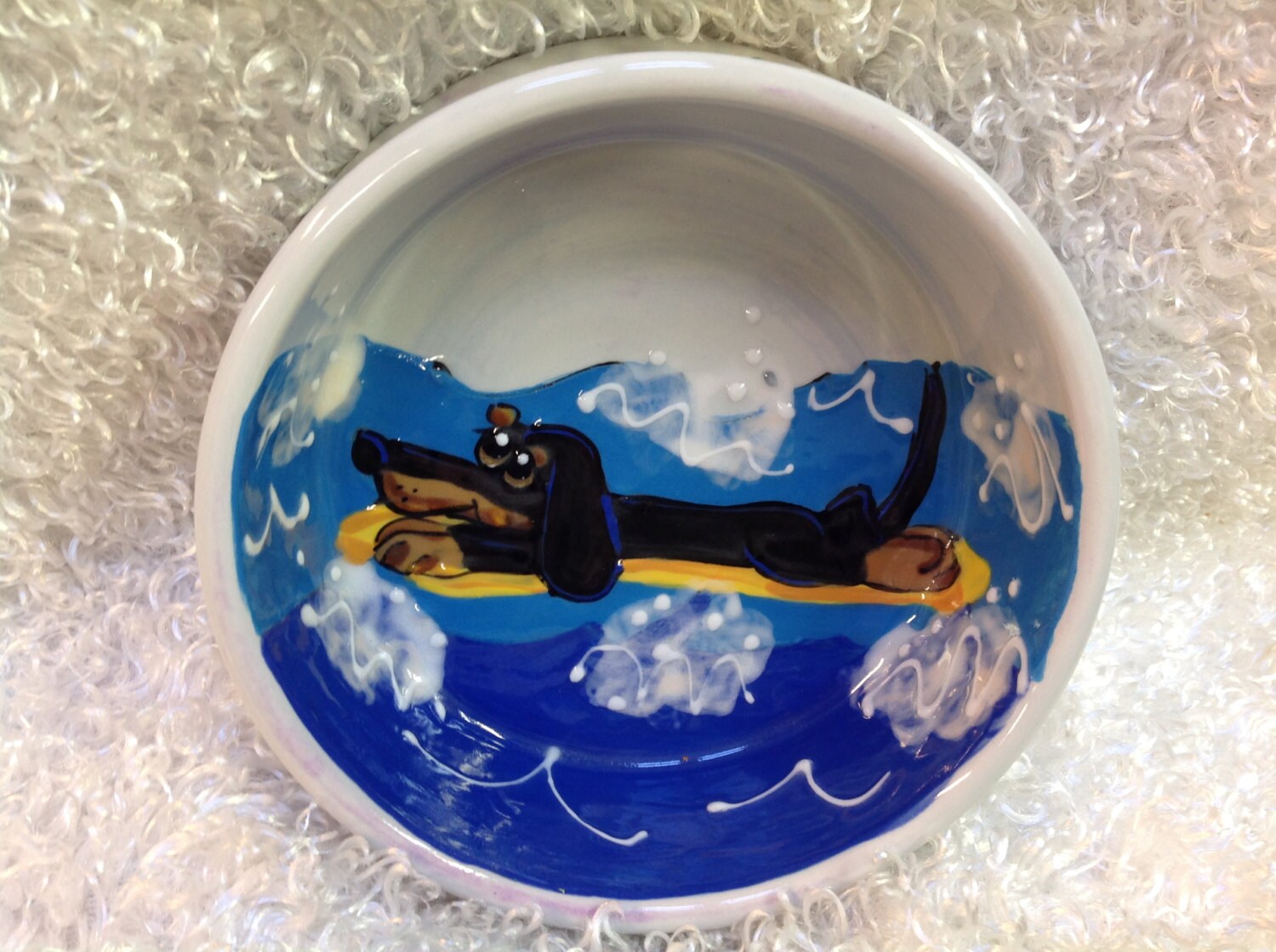 Hand Painted Dog Bowl / Ceramic Bowl / Dog Bowl / Dachshund / Etsy