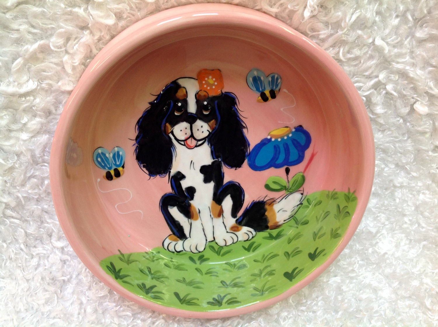 Hand Painted Dog Bowl / Ceramic Dog Bowl / Custom Dog bowl / Etsy