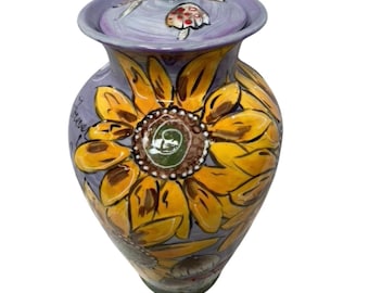 Ceramic Burial PET URN for Extra Large Dog 60lbs+ w/Custom Hand Painted Pet Portrait, Pet Memorial Keepsake Urn 4 Pet Cremains, Pottery Urn