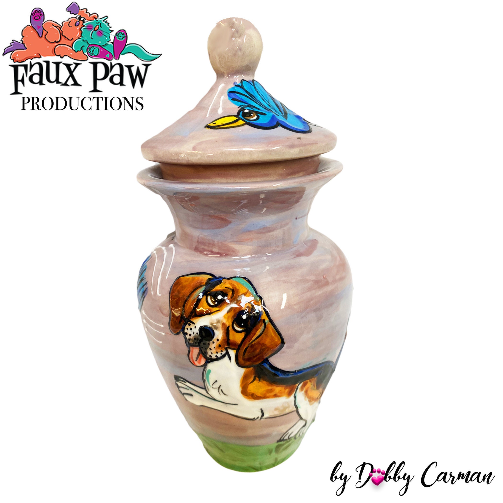 Beagle Urn Custom Portrayal x Faux Paw Productions Large Urn Etsy