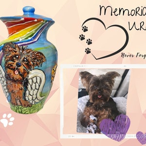Pet  Urn for Dog Ashes, Rainbow Bridge Dog Urn, Dog Memorial Keepsake, Pet Loss, Pet Portrait Urn - customizable and personalized