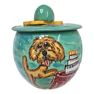 Golden Doodle Cookie Jar, Labradoodle Dog, Ceramic Treat Jar, Dog Birthday Party for dogsby  Faux Paw