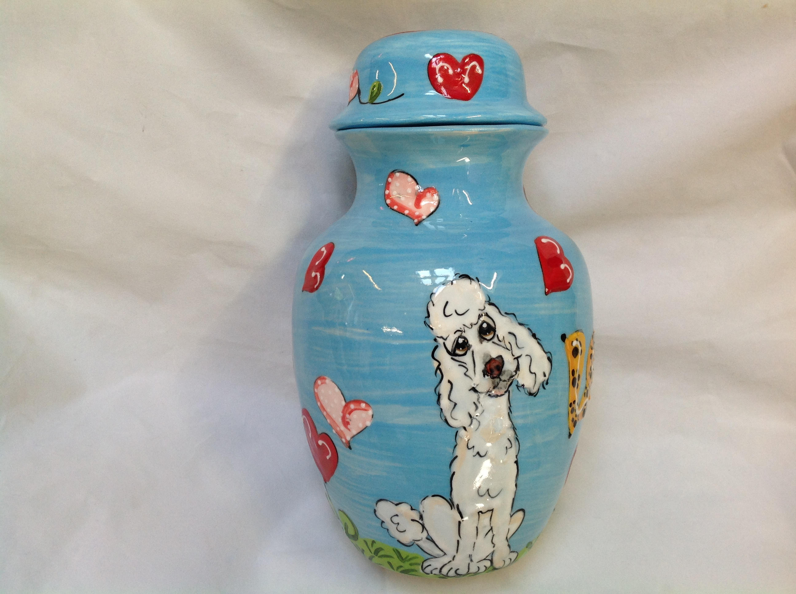Dog Urn / Hand Painted / Pet Urn / Pet Cremains / Pet Memorial Etsy