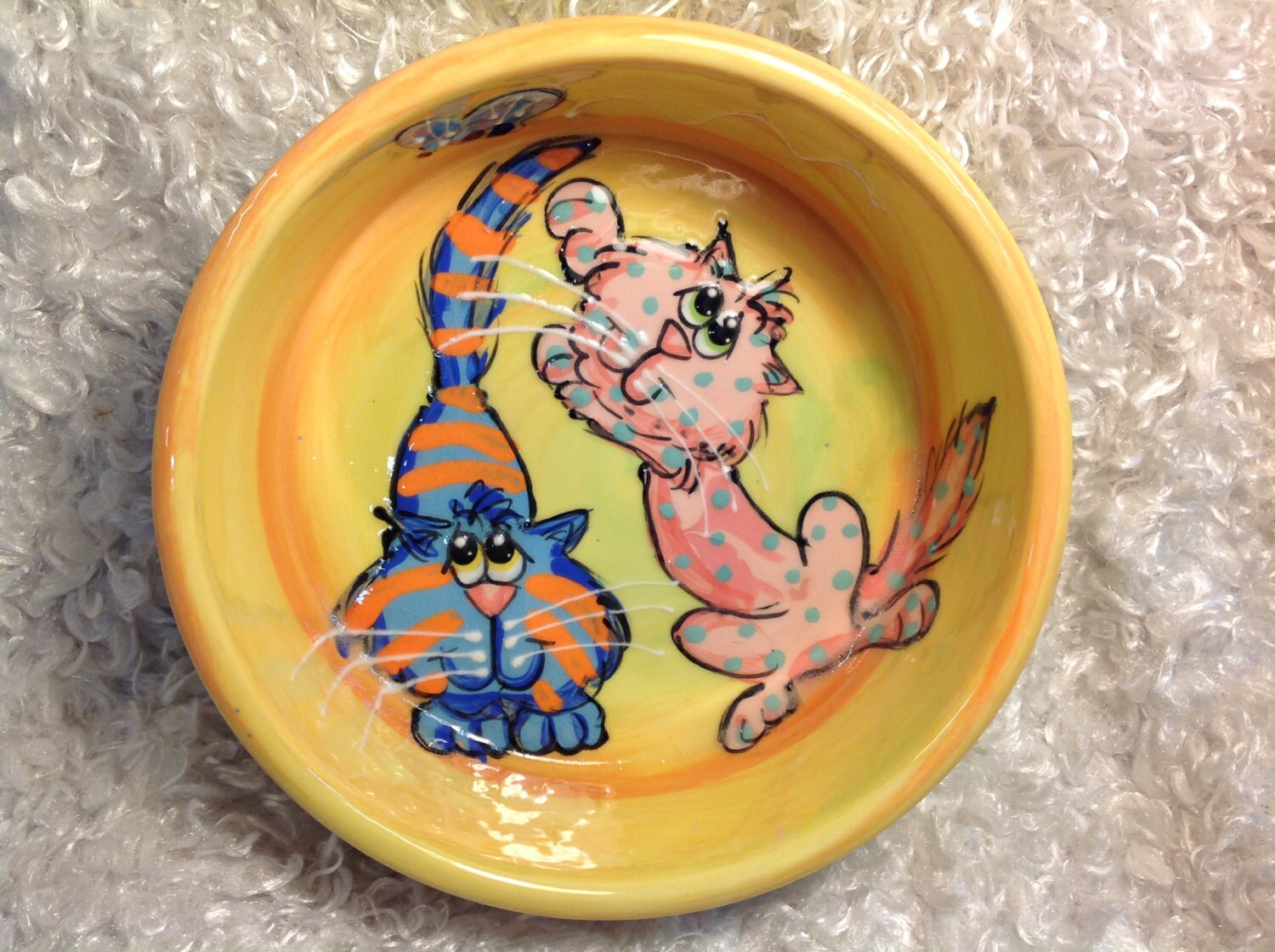 Ceramic Cat Bowl / Custom Cat Pottery / Hand Painted / Food Etsy