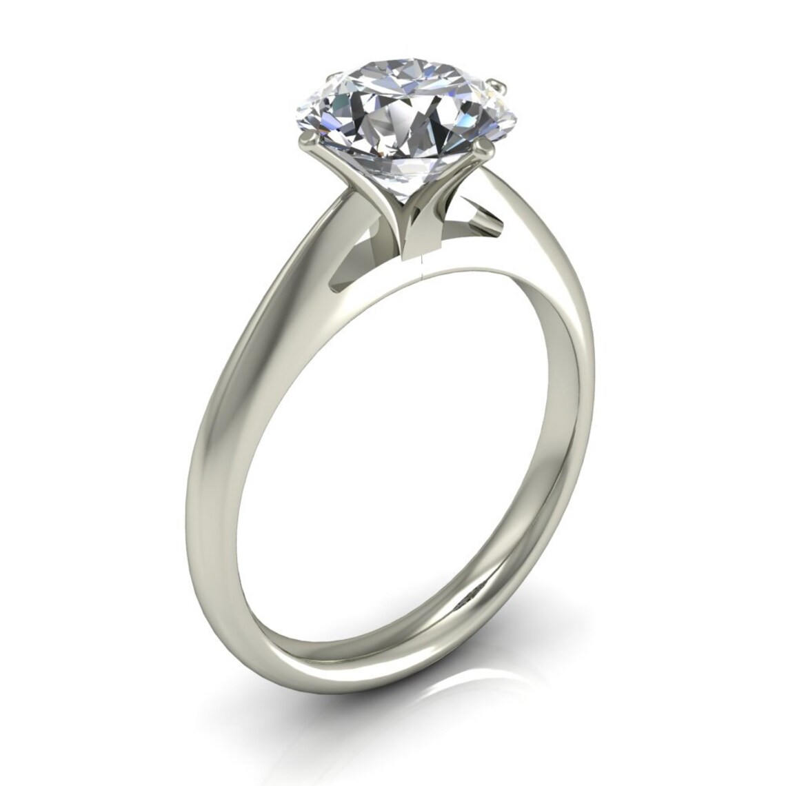 Noelle Round Moissanite Classic 4 T Prongs Cathedral Comfort - Etsy