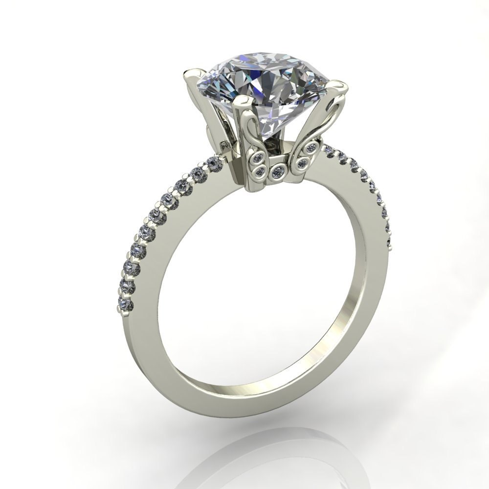 Stacey Round Forever One Moissanite Custom Diamond Shoulders image 0
