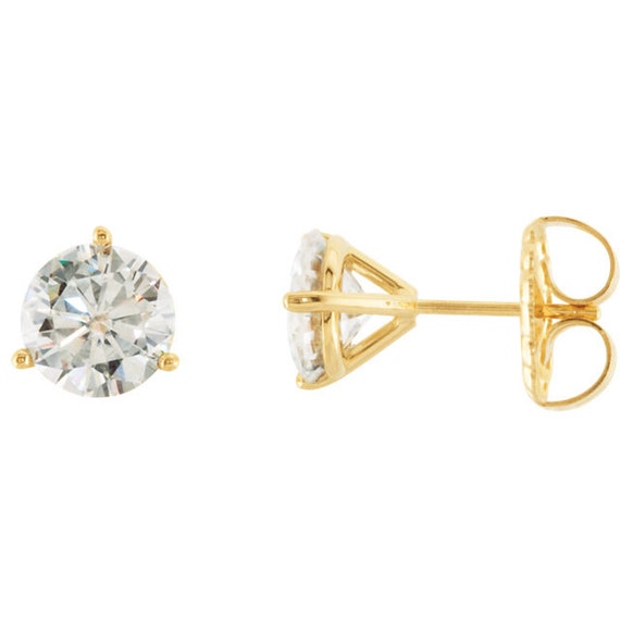 3-Prong Round Forever One Def MOISSANITE Martini Clous D/'Oreilles 14K Or Blanc