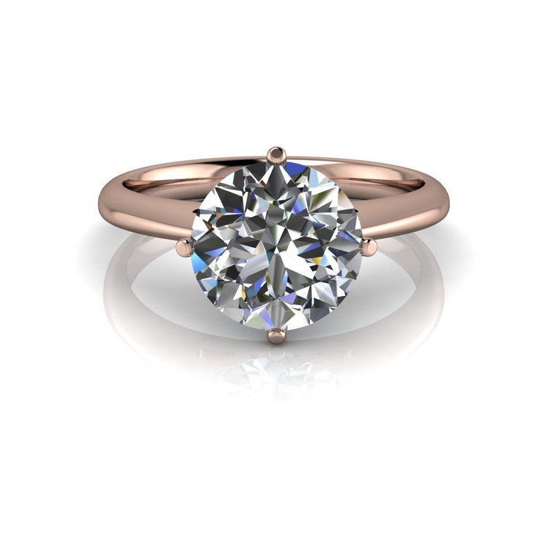 Noelle Round Moissanite Classic 4 T Prongs Cathedral Comfort - Etsy