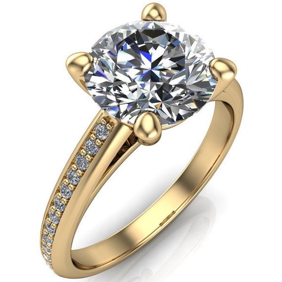 Kaylee Round Forever One Moissanite 4 Prong Micro Side Diamonds