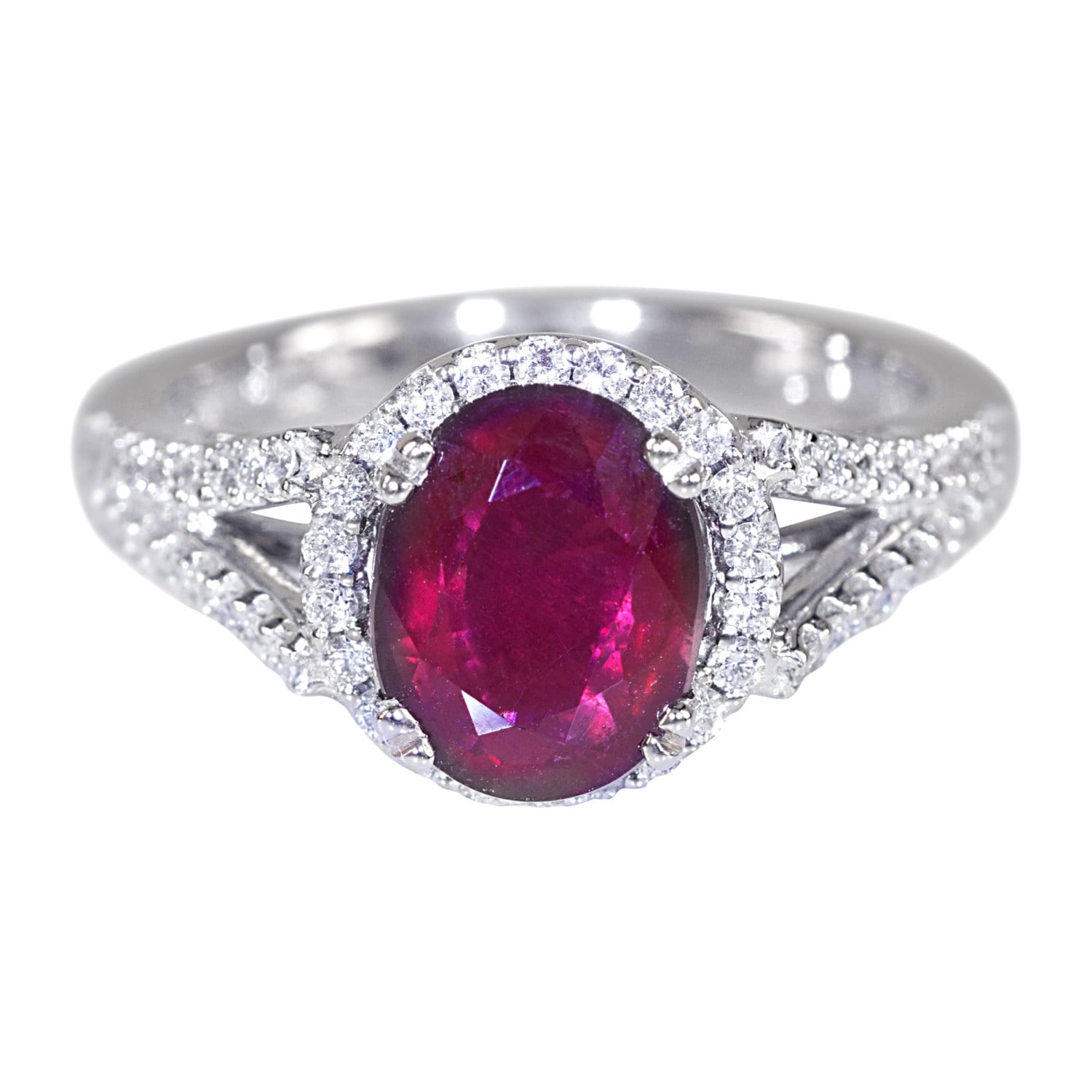 Natural Oval Ruby 14k Solid White Gold With Natural Diamond - Etsy