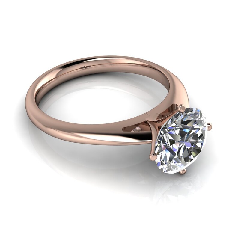 Noelle Round Moissanite Classic 4 T Prongs Cathedral Comfort - Etsy