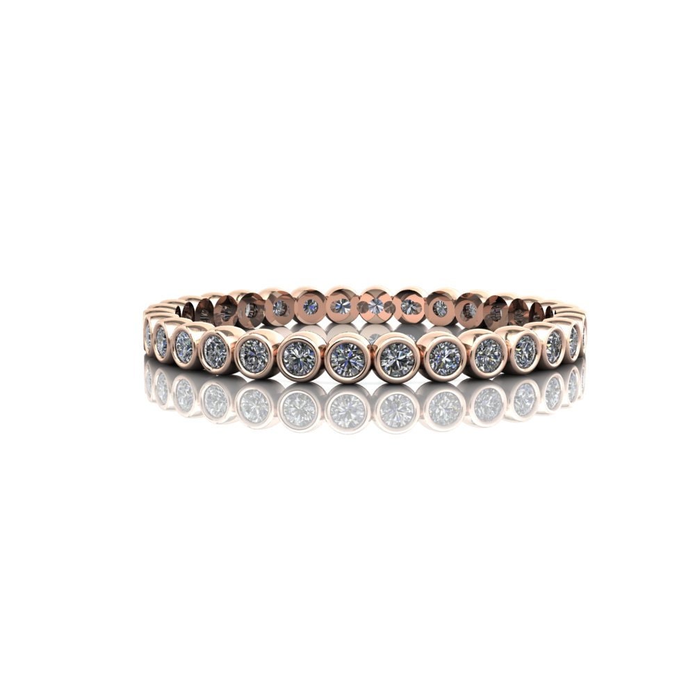 Julienza Full Eternity Natural Diamond Bezel Set Wedding Band in
