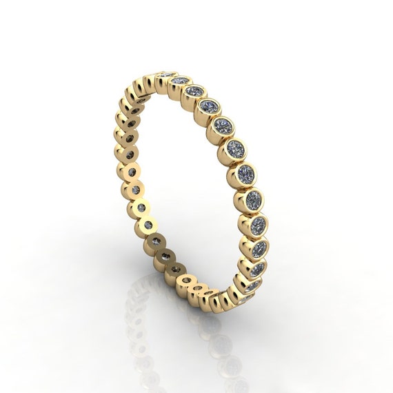 Julienza Full Eternity Natural Diamond Bezel Set Wedding Band in