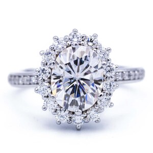 9x7mm Oval Moissanite The Duchess Cluster Halo Ring