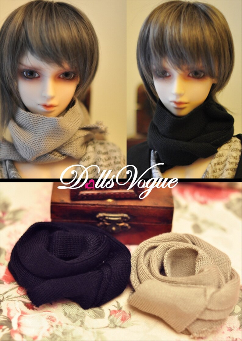 14 BJD 13 BJD SD Doll Knitted Scarf Gray Black DV5-006