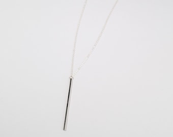 Sterling Silver Linear Bar Necklace, Minimalist Jewelry
