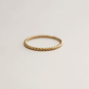 Handmade 14K Gold Twist Ring: Dainty Stacking Band