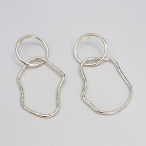 Hammered Sterling Silver Circle Earrings: Organic Statement Jewelry