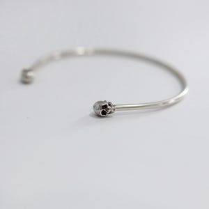 Petite Skull Cuff Bracelet in Sterling Silver; Unisex Skull Jewelry; Halloween Cuff; Cuff Bracelet; Goth Cuff Bracelet; Dainty Skull Cuff