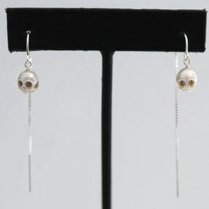 skull pearl earrings in sterling silver