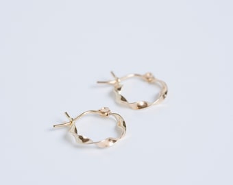 14 Karat Gold Twist Hoop Earrings; Twisted Hoop Earrings; Gold Hoop Earrings