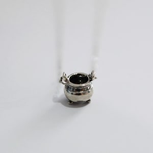 Sterling Silver Mini Cauldron Necklace: Halloween Jewelry