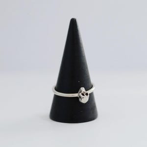 Dainty Sterling Silver Skull Ring: Oxidized Goth Stacking Jewelry