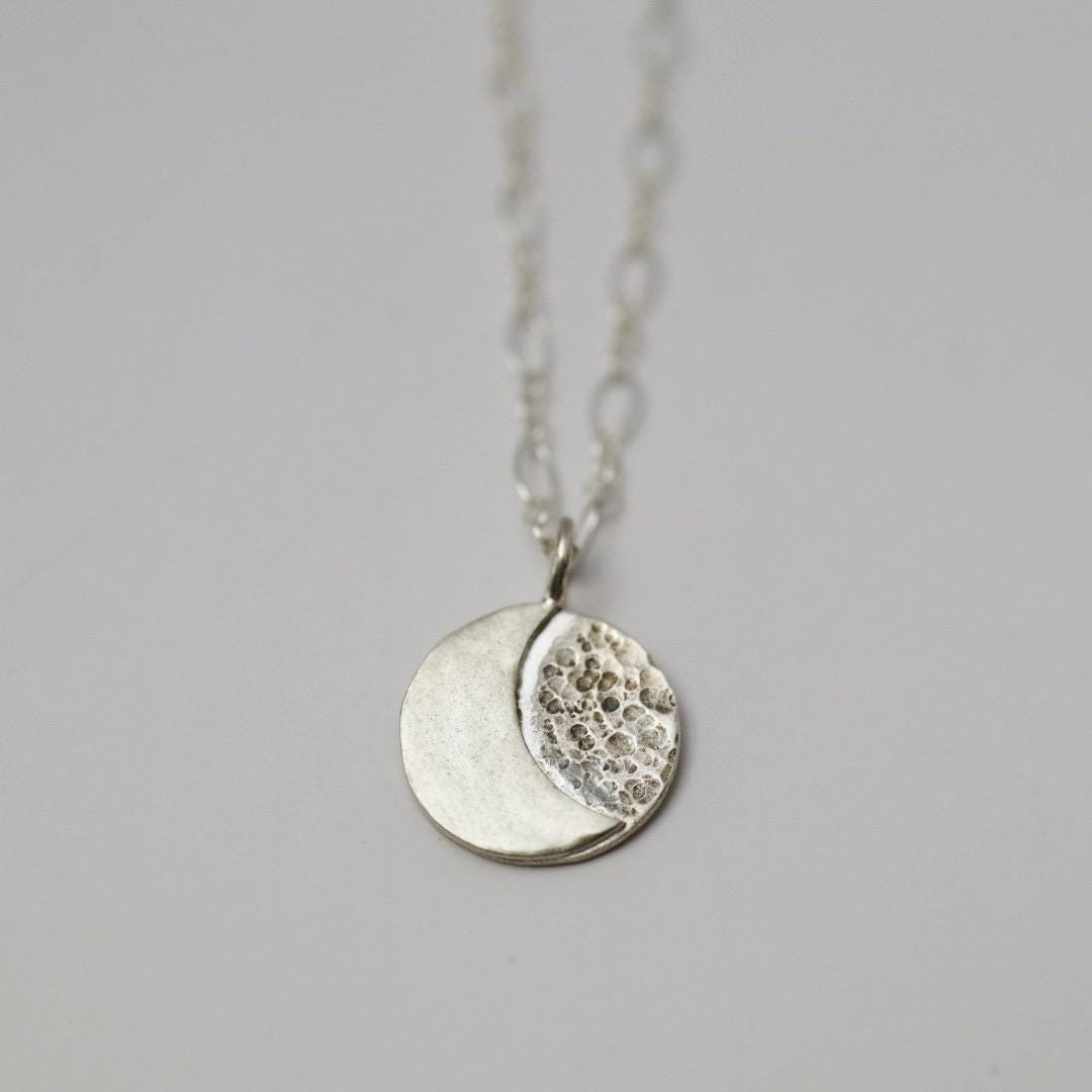 Handmade Sterling Silver Moon Phase Necklace, Celestial Jewelry - Etsy