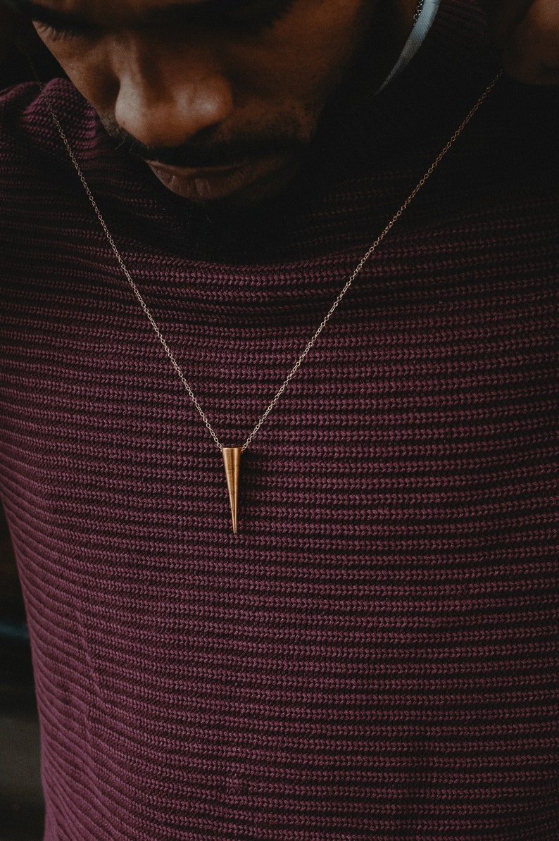Golden Spike Necklace Geometric Necklace Geometric Jewelry Spike Jewelry Spike Necklace Man Necklace Unisex Necklace Gifts for him image 3