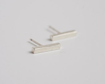 Mini Bar Stud Earrings in sterling Silver ; Silver Bar Studs; Stud Earrings; Mix and Match Earrings; Line Earrings; Square Earrings; Lines