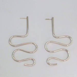 Squiggle Statement Earrings; Brass Earrings; Statement Earrings; Squiggle; Statement Earrings; Sterling Silver; Post Earrings