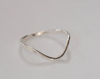 Hammered Curve Stacking Ring; Hammered Curve Stacking Ring, Sterling Silver, Stacking Ring; Sterling Silver Ring; Stacking Ring