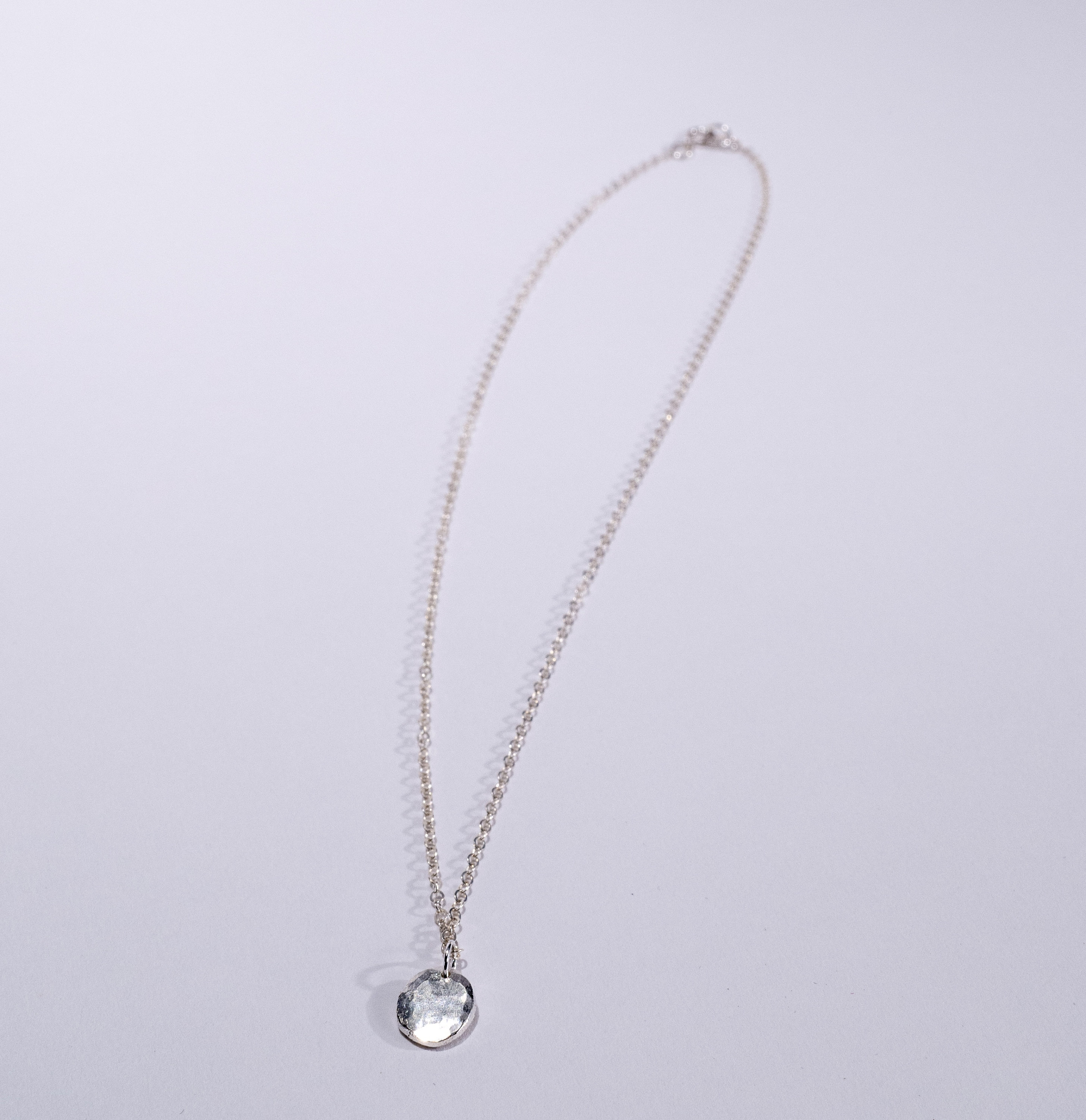 Recycled Sterling Silver Pebble Necklace, Hammered Textured Pendant - Etsy