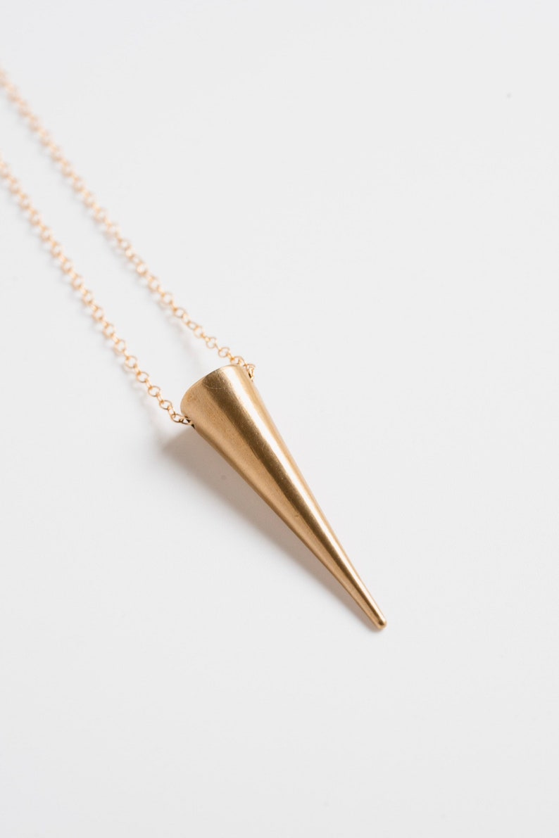 Golden Spike Necklace Geometric Necklace Geometric Jewelry Spike Jewelry Spike Necklace Man Necklace Unisex Necklace Gifts for him image 1