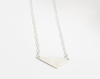 Geometric Angular Triangle Necklace in Sterling Silver; Triangle Necklace, Silver Geometric Necklace