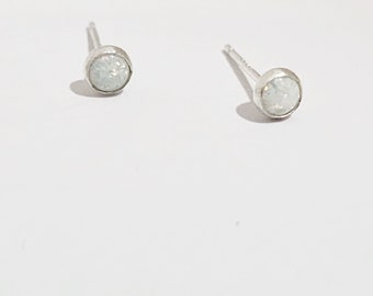 Tiny Opal Gemstone Stud Earrings in Sterling Silver, gemstone stud earrings, opal stud earrings, sterling silver stud earrings
