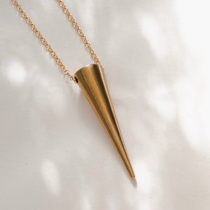 Golden Spike Necklace Geometric Necklace Geometric Jewelry Spike Jewelry Spike Necklace Man Necklace Unisex Necklace Gifts for him image 2